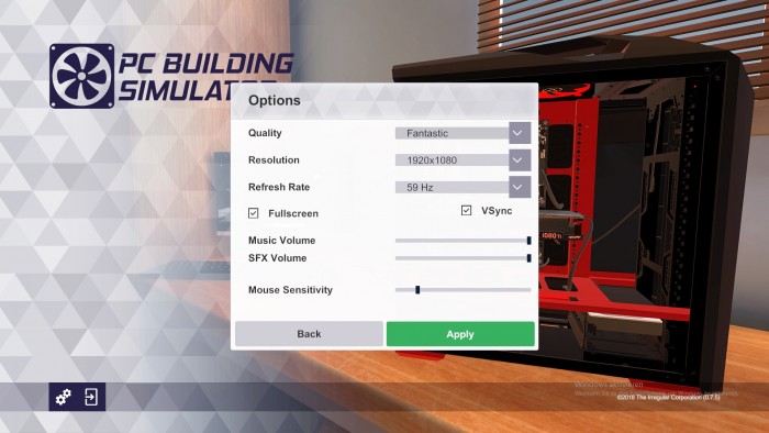 Im Menü lassen sich grundlegende Einstellungen vornehmen. (Bild: The Irregular Company/Screenshot: Golem.de)